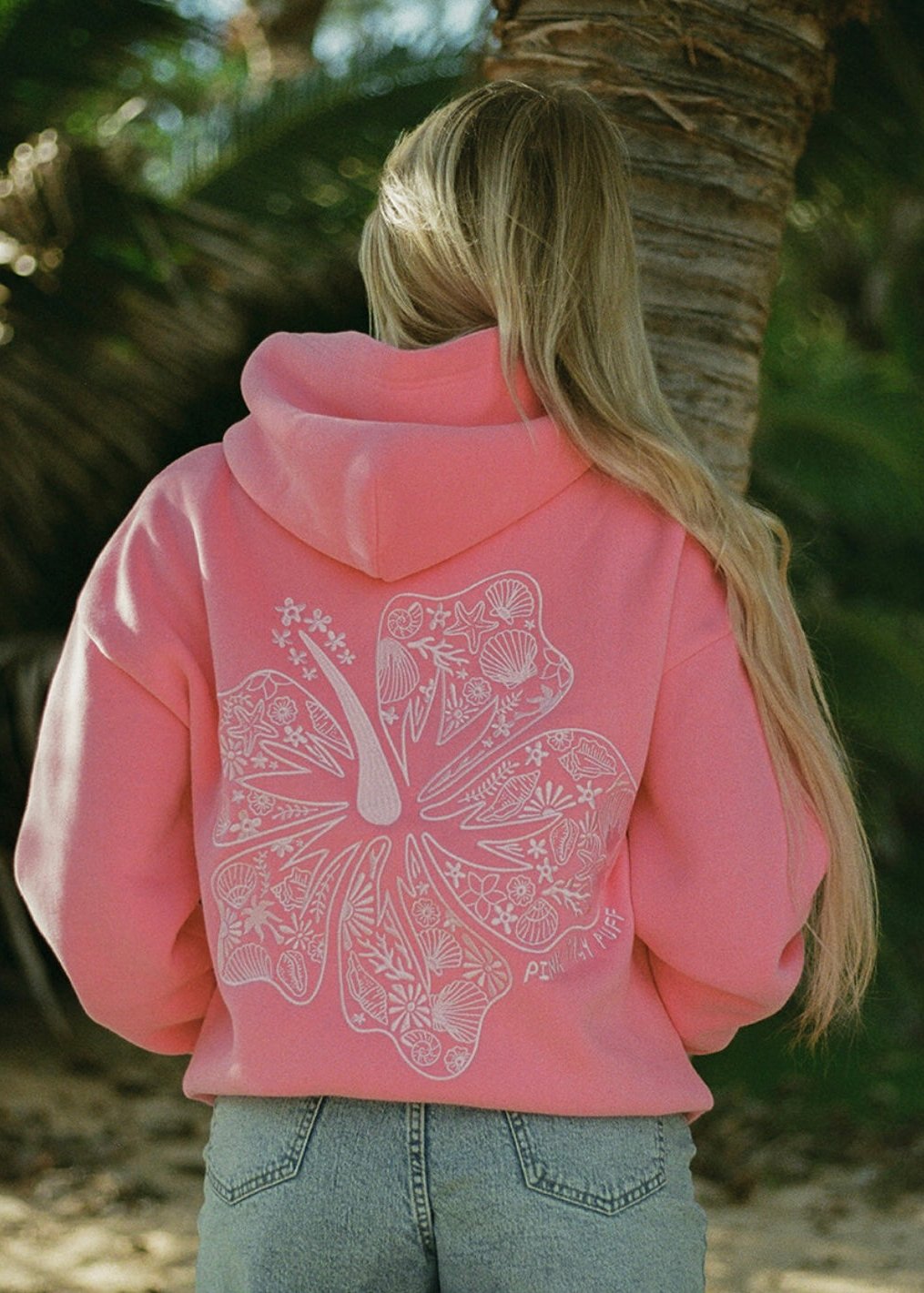 Pink Palm Puff Hoodie