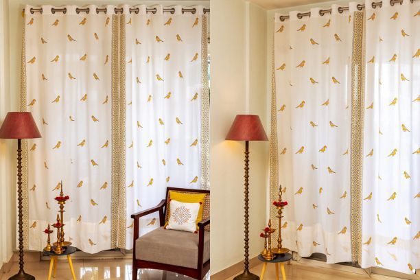 bird print curtains